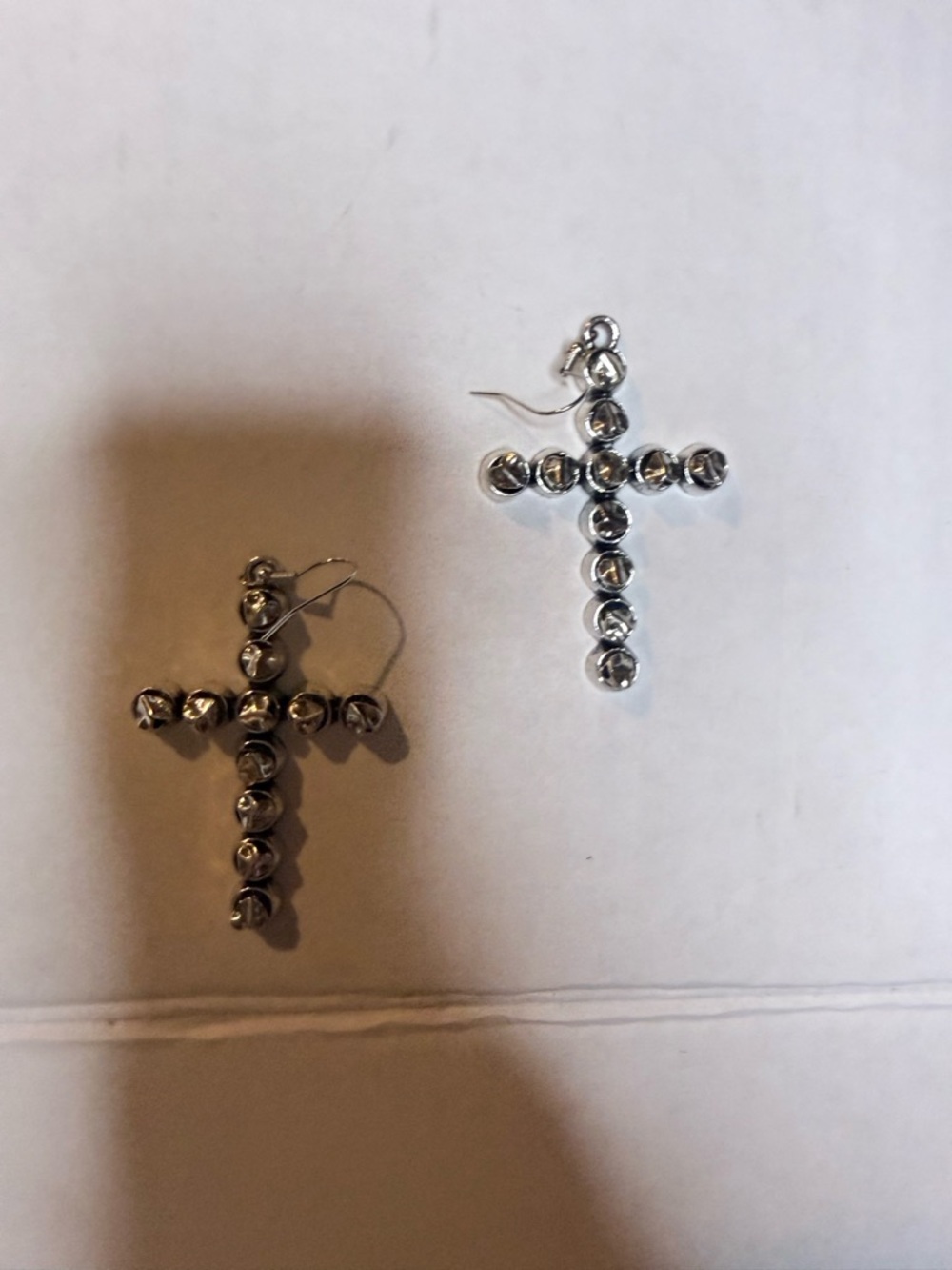 Source Unknown Silver Cross Drop Earrings - Silver